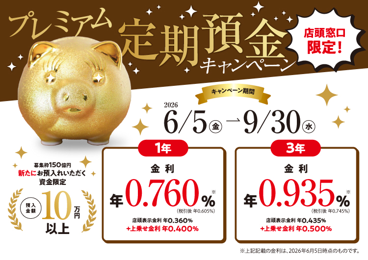 プレミアム定期預金キャンペーンのバナー