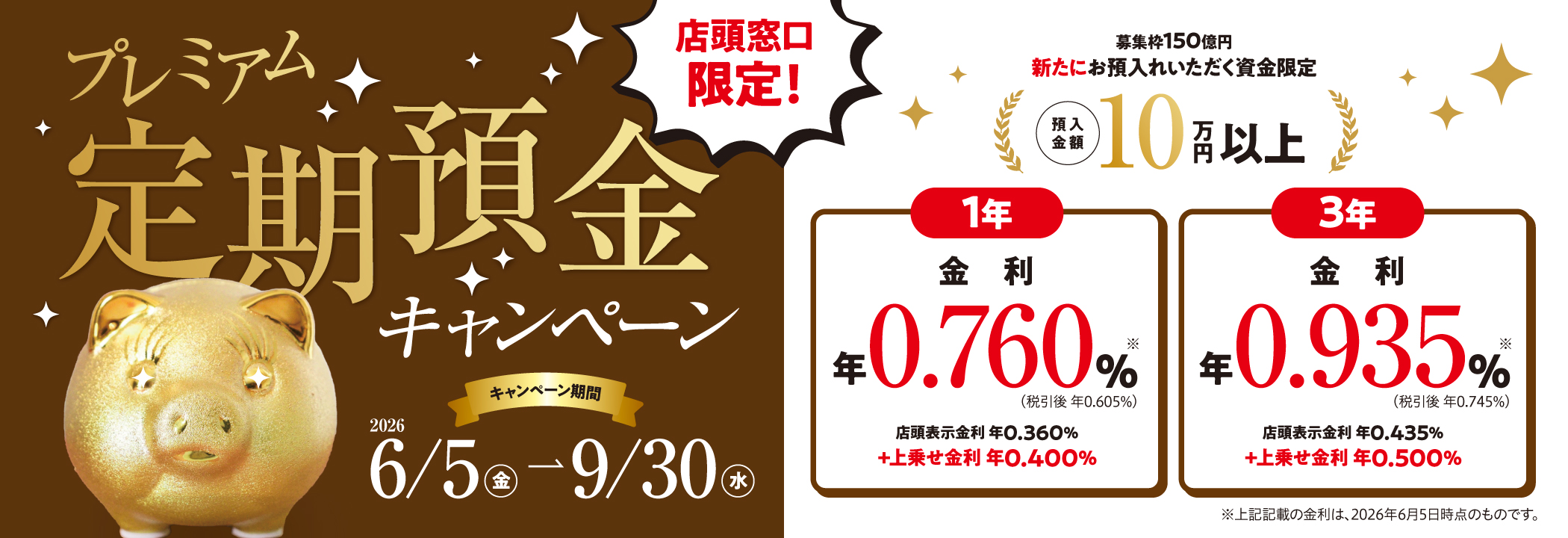 プレミアム定期預金キャンペーンのバナー