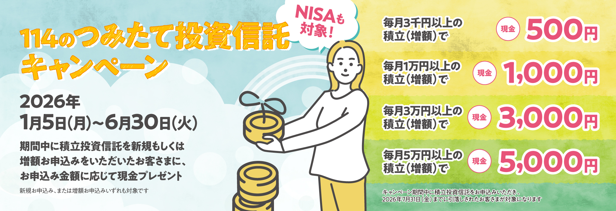 114のつみたて投資信託キャンペーンバナー